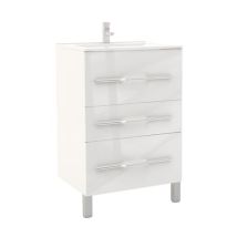 ONDEE ZEN - Meuble de salle de bain à poser ALAN - L60cm - Blanc - Laqué brillant
