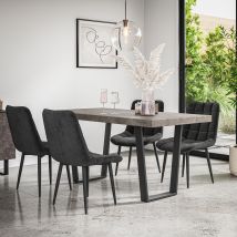 Aria Dining Table And Chairs - Grey Table Top W Black Legs + Nova Velvet Dining Chair Set Of 6 (black)