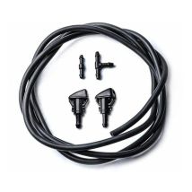 Abcrital - Windshield Washer Nozzle Kit For Chrysler / Dodge / Jeep / Ram 2 Meters Fluid Hose With Connector 2 Pieces 5303833aa, Black