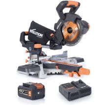 Evolution R185sms-li Troncatrice Scorrevole Cordless Per Taglio Multi-materiale, Smusso 45°, Bisello 50°, 850 W - Include Batteria 4 Ah E 