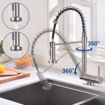 Küchenarmatur Klappbar – Spültischarmatur Pliable Aus Edelstahl Gebürstet Mit Feder, 360° Drehbarer Auslauf Und 2 Strahlarten