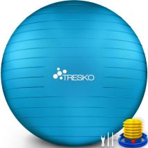 Tresko Ballon Fitness Yoga Balle D’exercice Antidérapant Balle Gymnastique Avec Pompe 300 Kg Avec Pompe À Air Bleu 75cm