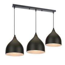 Pendant Light Fixture, 3 Lights Spiral Modern Hanging Lights With Lampshade, Industrial Dome Chandelier For Kitchen Island Black Rectangular Base