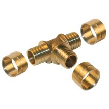 Centrale Brico Messing-T-Stück D.12 für PER-Schläuche – Höhe 2,6cm – Breite 5,1cm – Tiefe 6,1cm – Gewicht 0,094kg