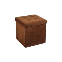 Coffre De Rangement Pouf Pliable Velours 38cm - Choco