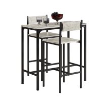 Set Mesa Alta De Bar Y 2 Taburetes Con Respaldos Mesa De Comedor De Estilo Industrial Es L89cm X D45cm X H87cmogt03-hg Sobuy Es