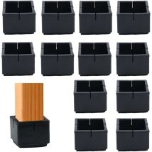 12 Stück Quadratische Stuhlbeinschützer 49–55 Mm Pvc-tisch Und Quadratische Kappen Mit Schwarzen Quadratischen Stuhlbeinschützern Cisea