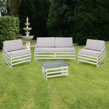 Table de jardin – Aluminium – Plateau en verre trempé – 70 x 100 x 41 cm – HARTMAN