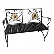 Gartenbank Mosaikdekor 'Esmeralda' 116 x 56 x 90 cm – lackiertes Metall – 2 Plätze