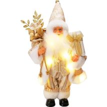 Figurine Père Noël Christmas Decoration Costume Doré 30 Cm