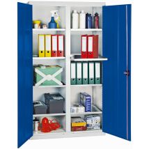 Werkzeug- Und Materialschrank Serie 3000 Lichtgrau / Enzianblau + 8 Auszugsböden - 3004074 - Stumpf