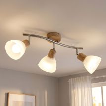 Plafoniera Led Spots Orientabile In Vetro Effetto Legno Look Alabastro L 40 Cm