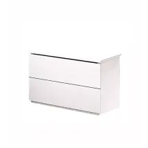 Comodino 2 Cassetti 'giotto' Bianco Fiammato 49x38x41 Cm