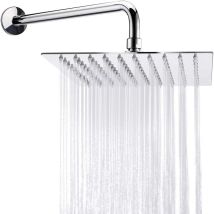 Soffione Doccia Ad Alta Pressione, Grande Soffione Doccia Quadrato In Acciaio Inox 304 Con Tubo Lungo 30 Cm, Soffione Doccia Fisso Per Bagno, 