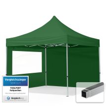 House Of Tents - Toolport Gazebo Pieghevole Giardino 3x3m - 2 Laterali Alluminio Telo Repelente Al Agua Padiglione Mercati Sagre Verde