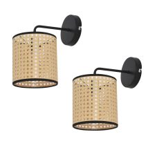 Set De 2 Lámparas De Pared Southend Moderna 1x E14 40 W Metal-plástico 25 X Ø 16 Cm - Negro Y Beige [ Lux.pro