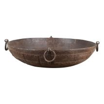 Biscottini – Old Wrought Iron Container – 144 cm Diameter – 39 cm Height – Fire-resistant