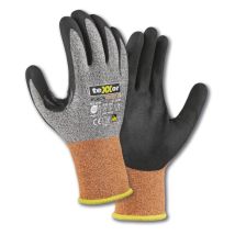 Texxor Schnittschutz-strickhandschuhe Cut E, Grau-meliert/orange/schwarz