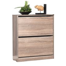 Schuhschrank Mit 2 Klapptüren, Eichenfarbe 73x26xh.84 Cm