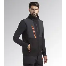 Gilet Da Lavoro Diadora Softshell Hybrid Nero Fluo Con Tasche Zip - Taglia: Xl