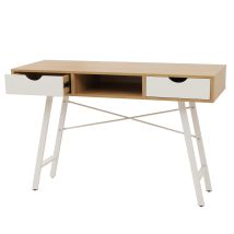 Schreibtisch Hhg-165, Bürotisch Computertisch, 3d-struktur 120x60cm Naturbraun Weiß