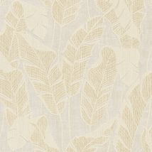 Profhome - Carta Da Parati Natura 395025 Carta Da Parati Tnt Strutturata Con Ornamenti Floreali Ed Accenti Metallici Bianco Beige Oro 5,33 M2