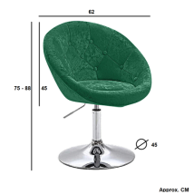 Evre - Velvet Texture Round Height Adjustable Lounge Office Bar Swivel Chair With Backrest (green)