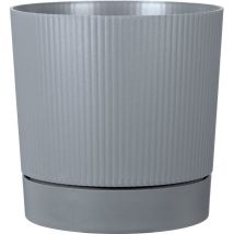 Maceta Con Reserva Redonda - Garden Id - Lino - Ø 39 - 32 L - H 38 Cm - Gris Puro