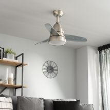 Techbrey - Ventilador De Techo Silencioso Industrial Plata 91cm Motor Dc (3000k - 4000k - 5500k)