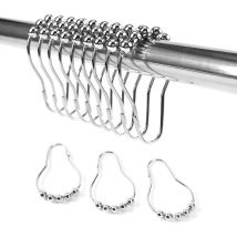 Readcly - Shower Curtain Hooks, Shower Curtain Rings Stainless Steel Sliding Metal Hook 12pcs
