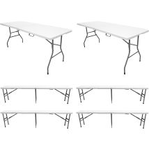 Pack 2 Mesas Plegables Con 4 Bancos Solid 180cm Portátiles Normativa Uso Público Interior/exterior Capacidad 6/8 Personas Carga 150 Kg Por Mesa 500 Kg