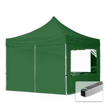 House Of Tents - Gazebo Pieghevole Giardino 3x3m - 4 Laterali Alluminio Telo Idrorepellente Padiglione Mercati Sagre Verde