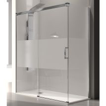 Parete Doccia Fissa + Porta Scorrevole Glasé Vetro Serigrafato 145 Cm