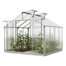 Gfp Serre De Jardin Orchidee 4 Structure En Aluminium 256 X 256 Cm Panneaux En Polycarbonate - Avec Cadre De Fondation Et Ouvre-fenêtre Automatique