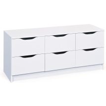 Link's - Cassettiera Westphalen 6 Cassetti 120x40x50h Struttura In Laminato Verniciato Bianco