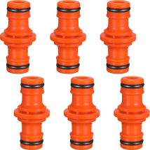Mereteet - Pack Of 6 Pipe Connectors With Double External Thread For Connecting Garden Hoses (orange)
