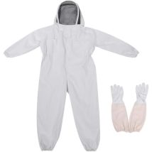 Traje De Apicultura Profesional Con Protección Antiabejas, Guantes Largos Y Capucha De Velo Para Apicultor - Blanco (xxl)