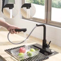 Schwarz Hochdruck Küchenarmatur Ausziehbar Mit 2 Auslauffunktionen, Mischbatterie Für Die Küche 360° Drehbar Spültischarmatur - Cecipa