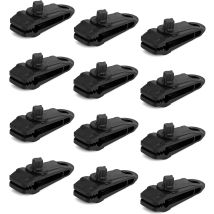 Oylda - 12-teiliges Set Mit Sicherungsklammern, Multifunktionale, Sichere Planenklammern Für Camping-überdachungsaktivitäten (schwarz)