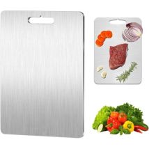 Planche À Découper En Titane - En Acier Inoxydable Des Deux Côtés - Sans Bpa - Pour La Cuisine, La Viande, Le Pain, Les Légumes, Les Fruits (34 X 23 