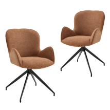 Wahson Sillas De Comedor Juego De 2, Giratorias 360° Sillas De Cocina Con Asiento Acolchado Y Respaldo, Silla Tapizada De Chenilla Para Salón/