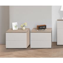 Coppia Comodini Mod. Alice Olmo Perla E Bianco Larice