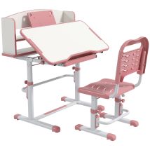 Kids Desk and Chair Set – ZONEKIZ – Adjustable Height, Durable Materials, Drawer and Bookshelf – Suitable for Ages 6-12