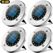 Solarleuchte Für Den Außenbereich Mit 16 Leds – Ip65 Wasserdichter Solarstrahler Für Garten, Terrasse, Hof, Rasen – 4er-pack