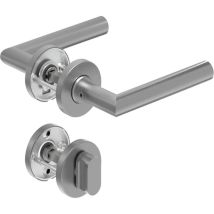 Deni – Set di rosette per porte BASE-4 8906 – Acciaio inox, Forma a L, Opaco – Per porte interne