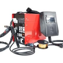 Soldador MIG-100 sin gas – Metal y plástico – Rojo – Certificaciones CE, RoHS – Protección IP21