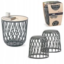 Prosperplast - Set Mobili Multifunzione 2+1 Uniqubo Iku Bs 3 Tavolo E 2 Sedute