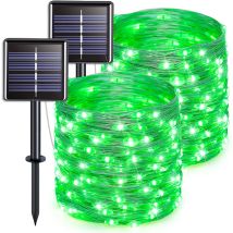 Pack Solar String Lights Outdoor Waterproof Green Led Solar Fairy Lights With 8 Modes, Copper Wire For Tree, Garden, Yard, Patio, Wedding Party, 
