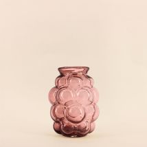 Vase Bulles En Verre Fait Main Rose, H21cm
