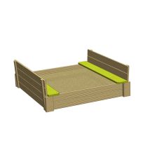 Wendi Toys - Holz Sandkasten 'delux' Mit Sitzflächen Inkl. Holzabdeckung, Grün/natur